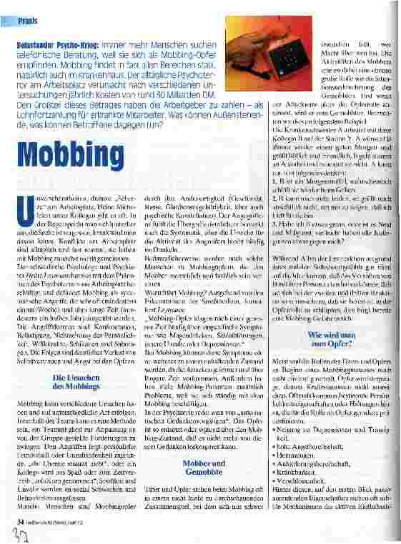 Vorschauseite 1: Mobbing Belastender Psycho-Krieg