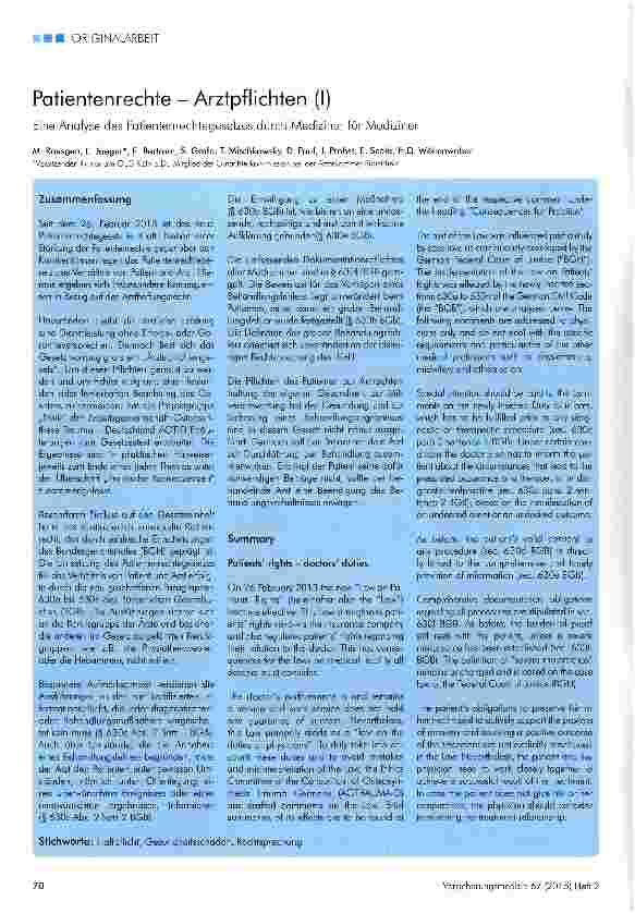 Vorschauseite 1: Patientenrechte - Arztpflichten