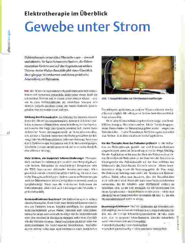Vorschauseite 1: Elektrotherapie im Überblick Gewebe unter Strom