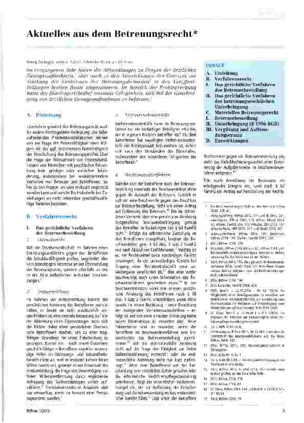 Vorschauseite 1: Aktuelles aus dem Betreuungsrecht