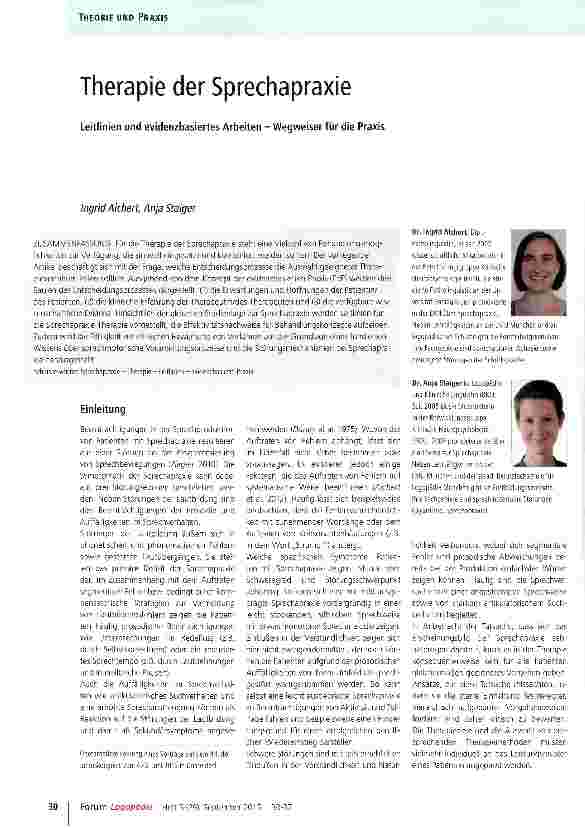 Vorschauseite 1: Therapie der Sprechapraxie