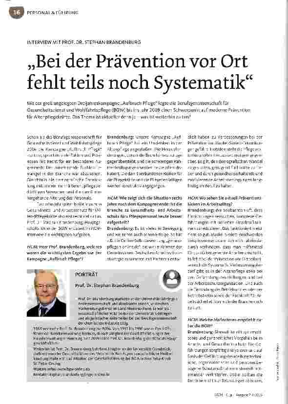 Vorschauseite 1: Bei der Prävention vor Ort fehlt teils noch Systematik