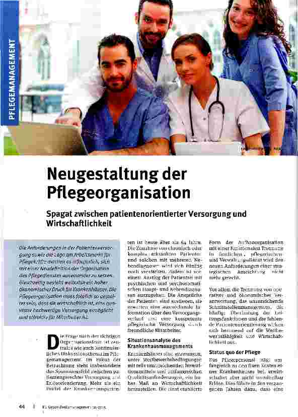 Vorschauseite 1: Neugestaltung der Pflegeorganisation