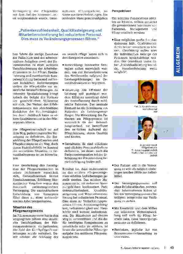 Vorschauseite 2: Neugestaltung der Pflegeorganisation