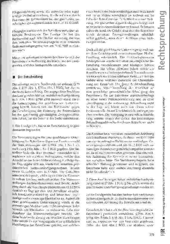 Vorschauseite 2: Genehmigungsbedürftigkeit des Einsatzes von Zwangsmaßnahmen bei einer notwendigen Behandlung eines Einwilligungsunfähigen