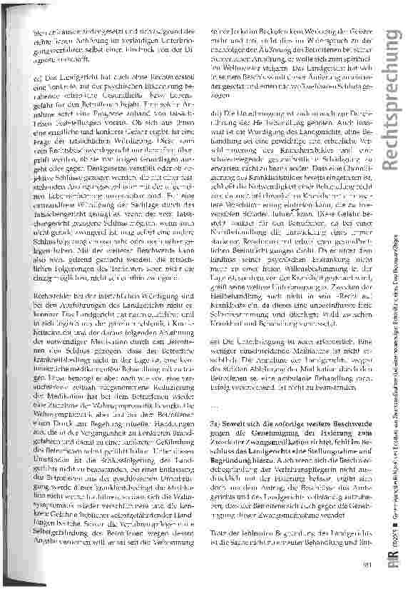 Vorschauseite 4: Genehmigungsbedürftigkeit des Einsatzes von Zwangsmaßnahmen bei einer notwendigen Behandlung eines Einwilligungsunfähigen