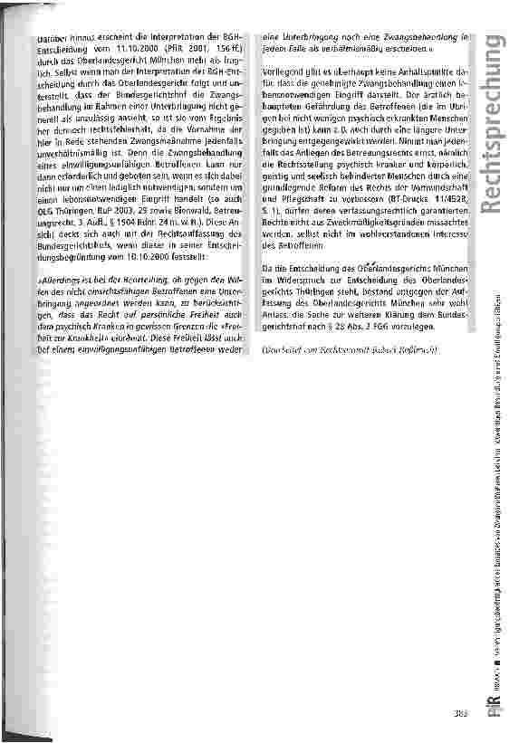 Vorschauseite 6: Genehmigungsbedürftigkeit des Einsatzes von Zwangsmaßnahmen bei einer notwendigen Behandlung eines Einwilligungsunfähigen
