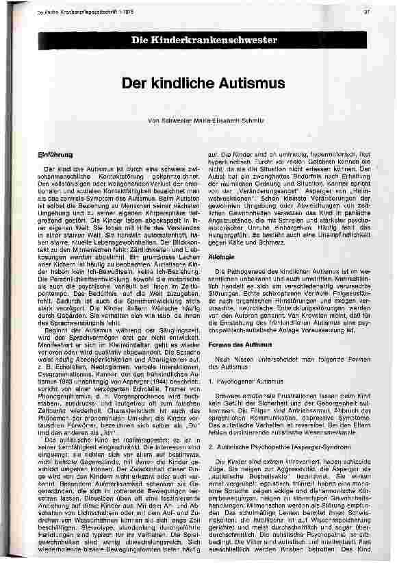 Vorschauseite 1: Der kindliche Autismus