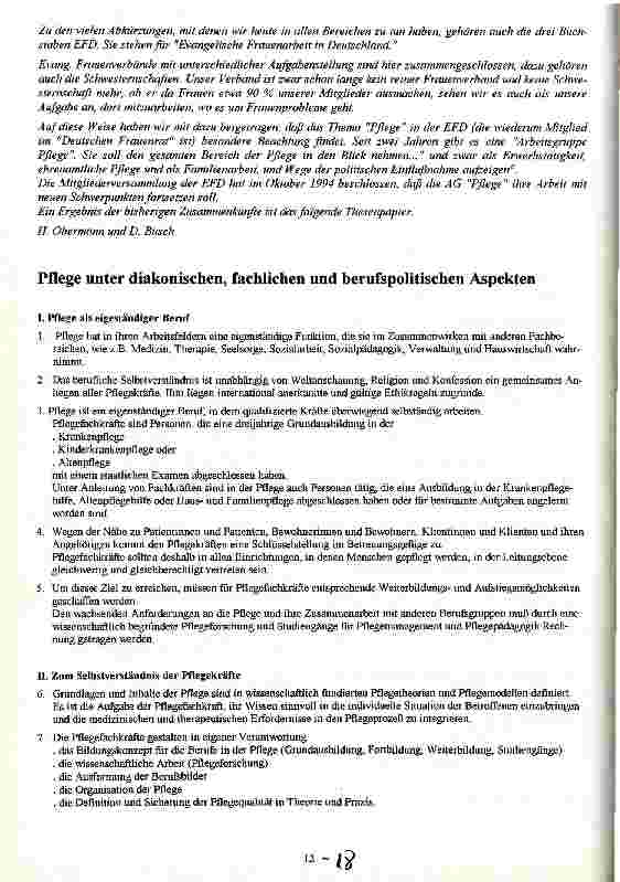 Vorschauseite 1: Pflege unter diakonischen, fachlichen und berufspolitischen Aspekten