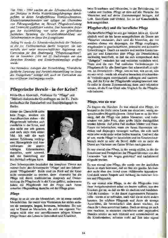 Vorschauseite 3: Pflege unter diakonischen, fachlichen und berufspolitischen Aspekten