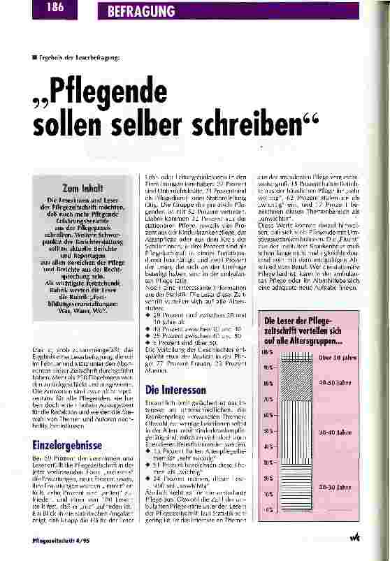 Vorschauseite 1: Pflegende sollen selber schreiben Ergebnis der Leserbefragung