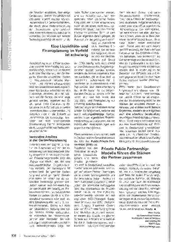 Vorschauseite 3: Wege aus dem Investitions stauFinanzierung von Medizintechnik -bewährte und innovative Ansätze
