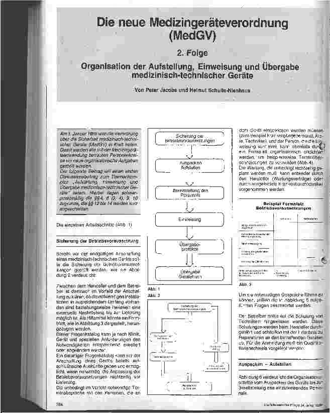 Vorschauseite 1: Die neuen Medizingeräteverordnung 2. Folge: Organisation der Aufstellung, Einweisung und Übergabe medizin-technischer Geräte
