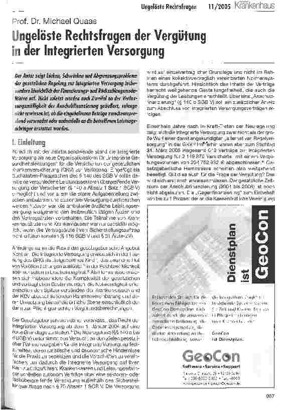 Vorschauseite 1: Ungelöste Rechtsfragen der Vergütung in der Integrierten Versorgung