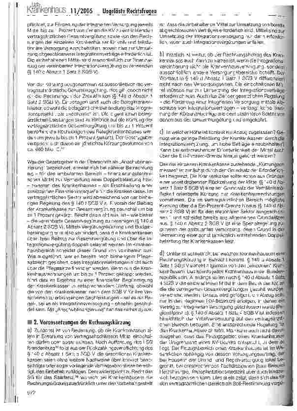 Vorschauseite 6: Ungelöste Rechtsfragen der Vergütung in der Integrierten Versorgung