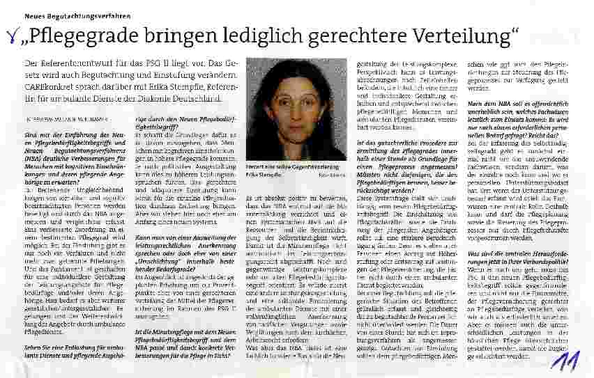 Vorschauseite 1: Pflegegrade bringen lediglich gerechtere Verteilung