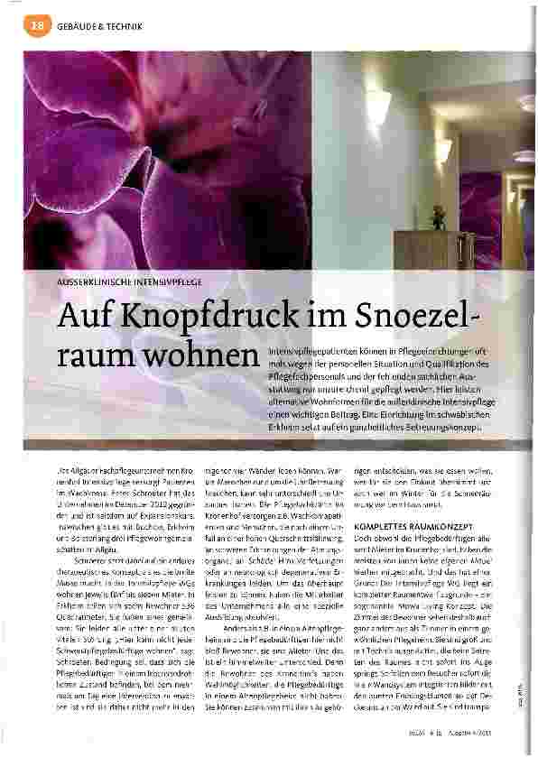 Vorschauseite 1: Auf Knopfdruck im Snoezelraum wohnen
