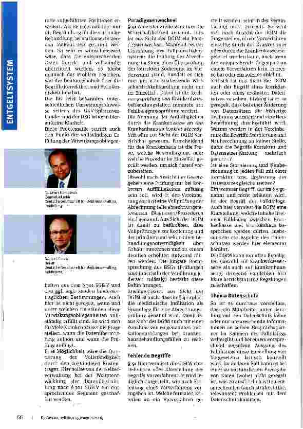 Vorschauseite 2: Vereinbarung zur Durchführung von MDK-Prüfungen nach § 275 Abs. IC SGB V (PrüfvV)Stellungnahme der Arbeitsgruppe Schlichtungsausschuss der DGfM