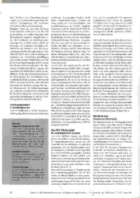 Vorschauseite 2: Wie können Menschen mit schweren psychischen Erkrankungen besser inArbeit gebracht werden?