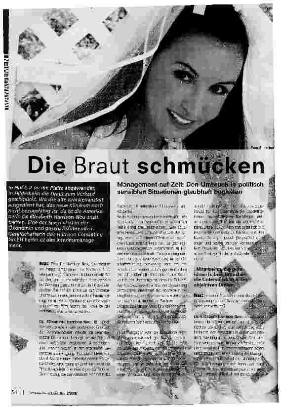 Vorschauseite 1: Die Braut schmücken. Management auf Zeit: Den Umbruch in politisch sensiblen Situationen glaubhaft begleiten