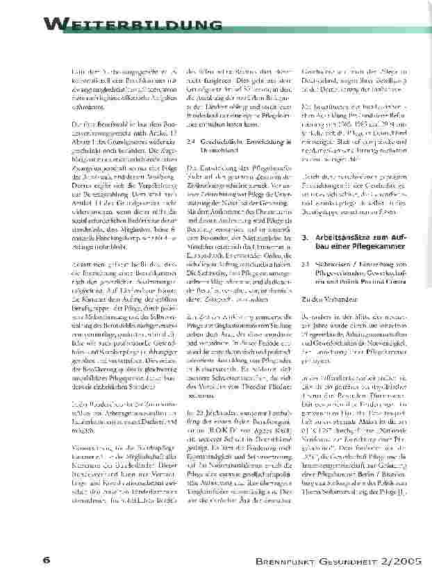 Vorschauseite 3: Der steinige Weg zur PflegekammerEine Projektarbeit im Rahmen der Weiterbildung zur/zum Gesundheitsund Krankenpflegerin / in der Psychiatrie