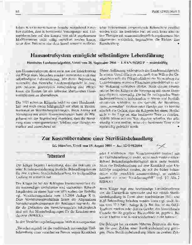 Vorschauseite 1: Zur Kostenübernahme einer Sterilitätsbehandlung