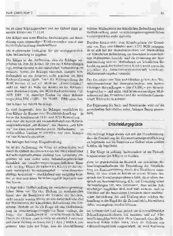 Vorschauseite 2: Zur Kostenübernahme einer Sterilitätsbehandlung