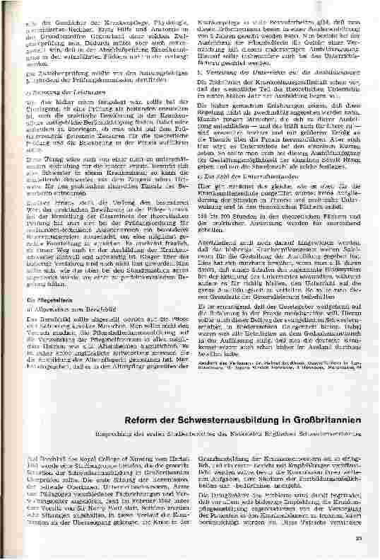 Vorschauseite 1: Reform der Schwesternausbildung in Großbritanien NLN
