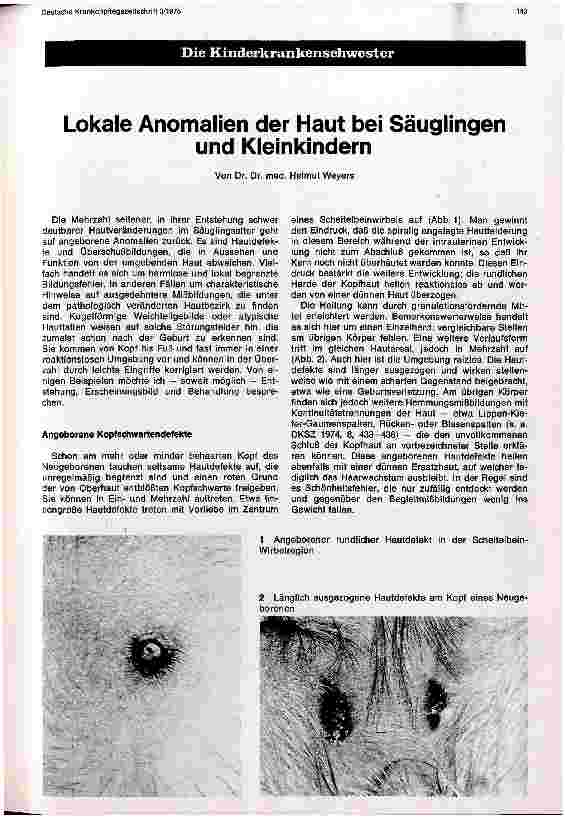 Vorschauseite 1: Lokale Anomalien der Haut bei Säuglingen und Kleinkindern