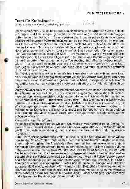 Vorschauseite 1: Trost für Krebskranke