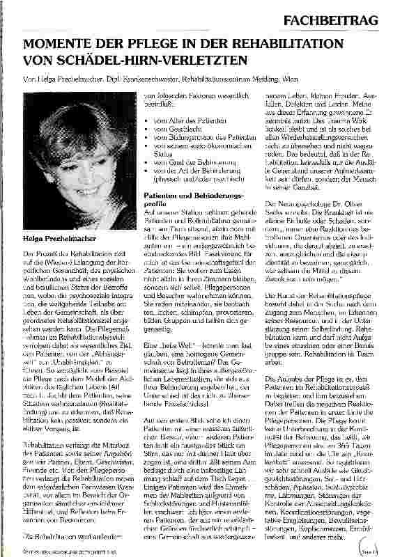 Vorschauseite 1: Momente der Pflege in der Rehabilitation von Schädel-Hirn-Verletzten