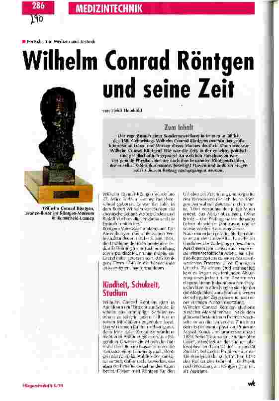 Vorschauseite 1: Wilhelm Conrad Röntgen und seine Zeit