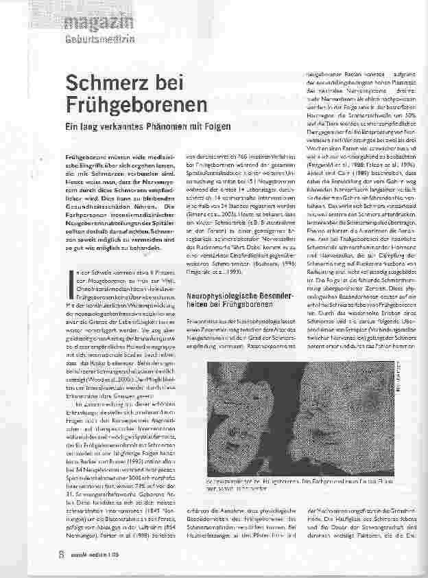 Vorschauseite 1: Schmerz bei Frühgeborenen. Ein lang verkanntes Phänomen mit Folgen