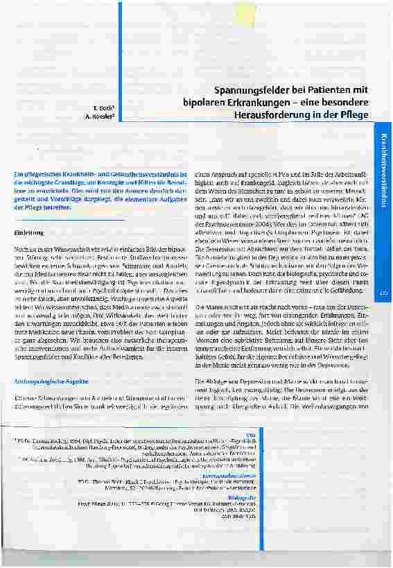 Vorschauseite 1: Spannungsfelder bei Patienten mit bipolaren Erkrankungen - eine besondereHerausforderung in der Pflege