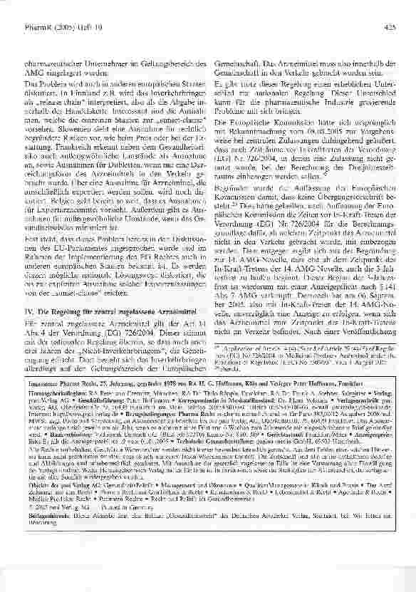 Vorschauseite 6: Auslegungsfragen des Inverkehrbringens von Arzneimitteln im Rahmen der Sunset Clause
