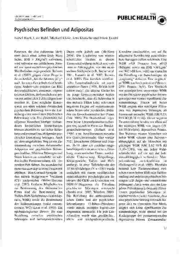 Vorschauseite 1: Psychisches Befinden und Adipositas
