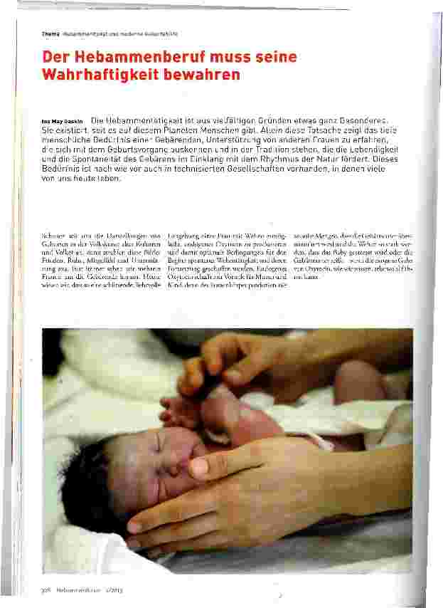 Vorschauseite 1: Der Hebammenberuf muss seine Wahrhaftigkeit bewahren