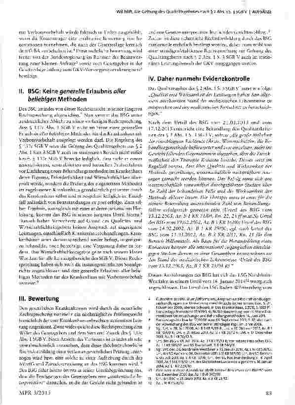 Vorschauseite 2: Die Geltung des Qualitätsgebotes nach § 2 Abs. 1S. 3 SGB V im stationären Leistungsbereich der GKV