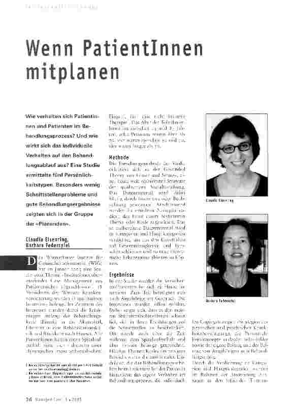 Vorschauseite 1: Wenn Patientinnen mitplanen