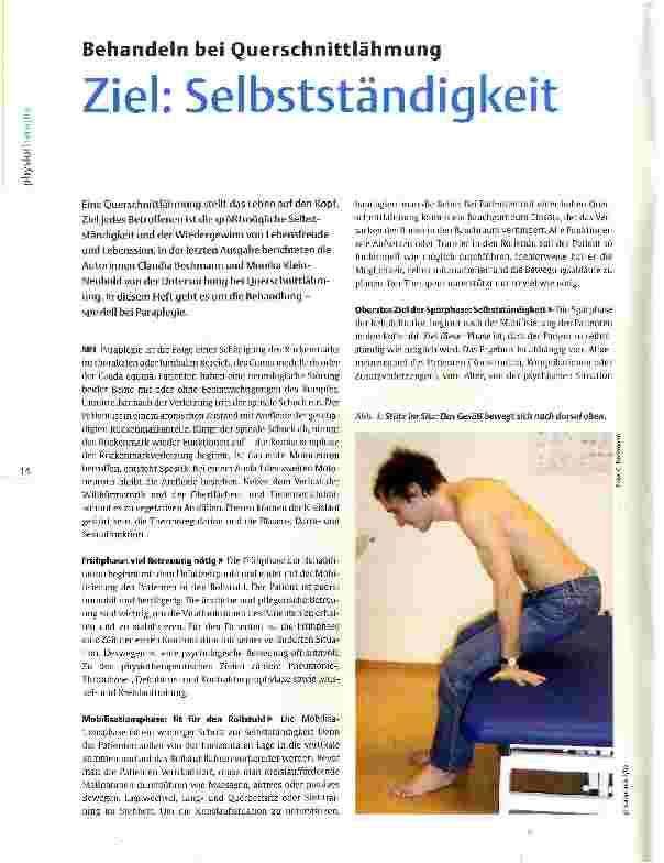 Vorschauseite 1: Behandeln bei Querschnittlähmung Ziel: Selbstständigkeit