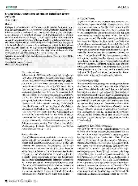 Vorschauseite 2: Nasensonden: Komplikationen und Auswirkungen auf Schluckprozesse bei Schlaganfallpatienten