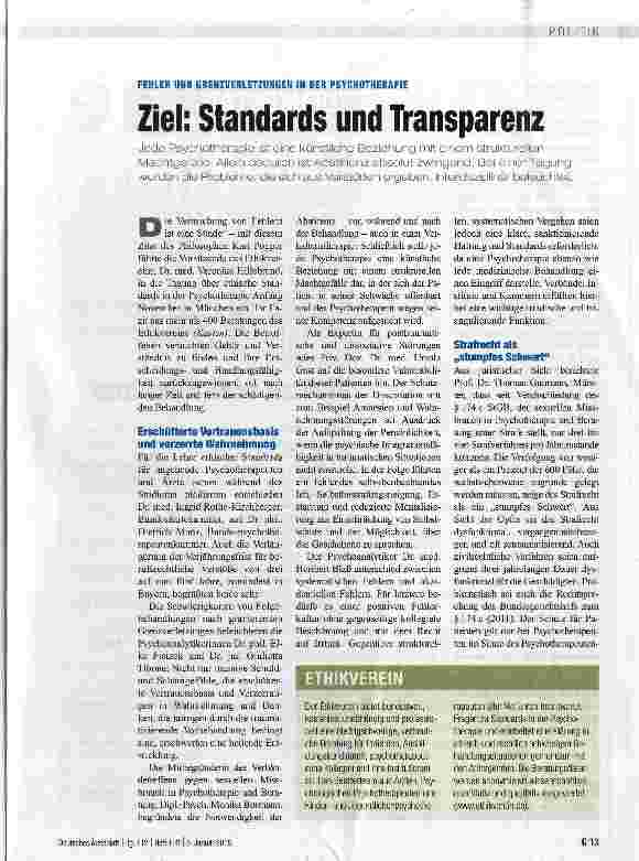 Vorschauseite 1: Ziel: Standards und Transparenz