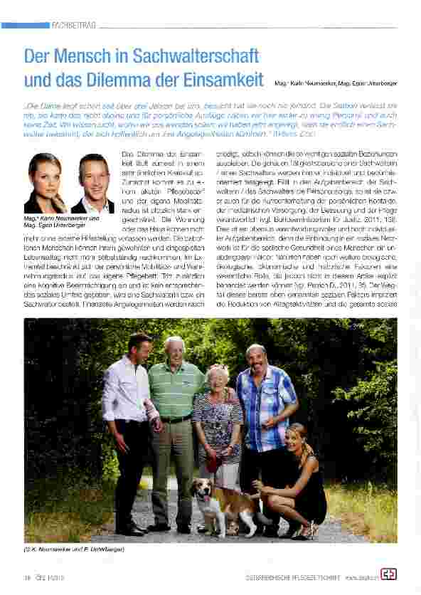 Vorschauseite 1: Der Mensch in Sachwalterschaft und das Dilemma der Einsamkeit
