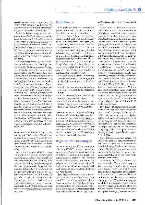 Vorschauseite 2: Theorie-Praxis-Transfer in der Ausund Weiterbildung von Pflegekräften. Teil 1: Problemaufriss und theoretische Hintergründe. Schwieriger Drahtseilakt