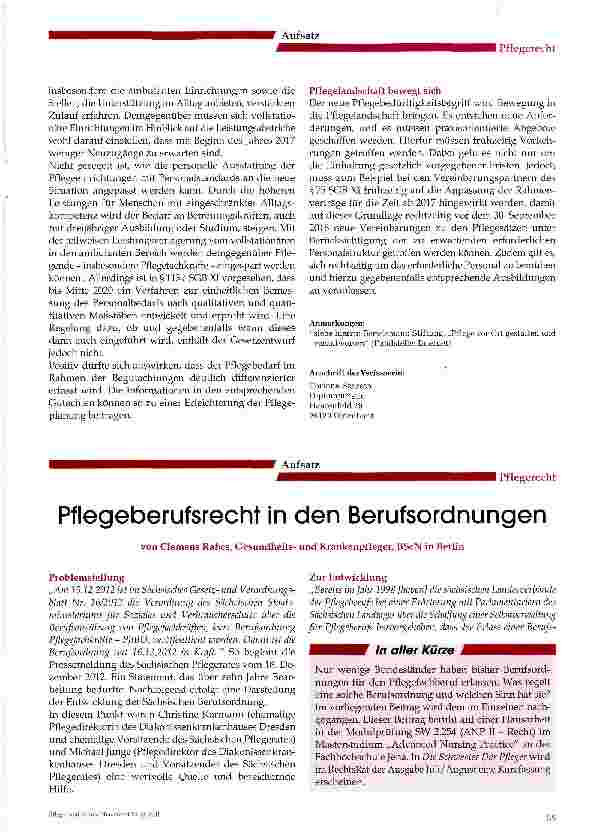Vorschauseite 1: Pflegeberufsrecht in den Berufsordnungen