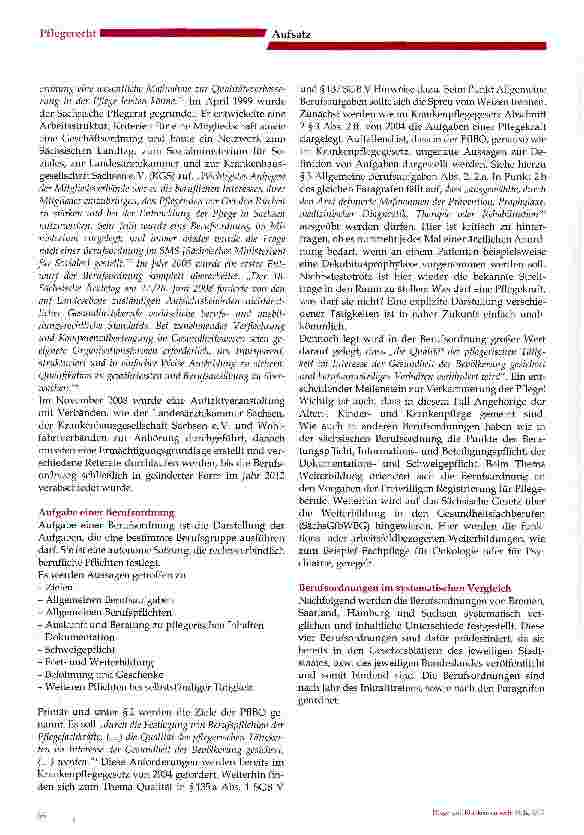 Vorschauseite 2: Pflegeberufsrecht in den Berufsordnungen