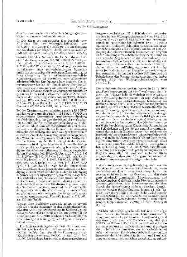 Vorschauseite 4: Zustimmung zur Kündigung - Ermessensentschei-dung - Prüfumfang des Integrationsamts