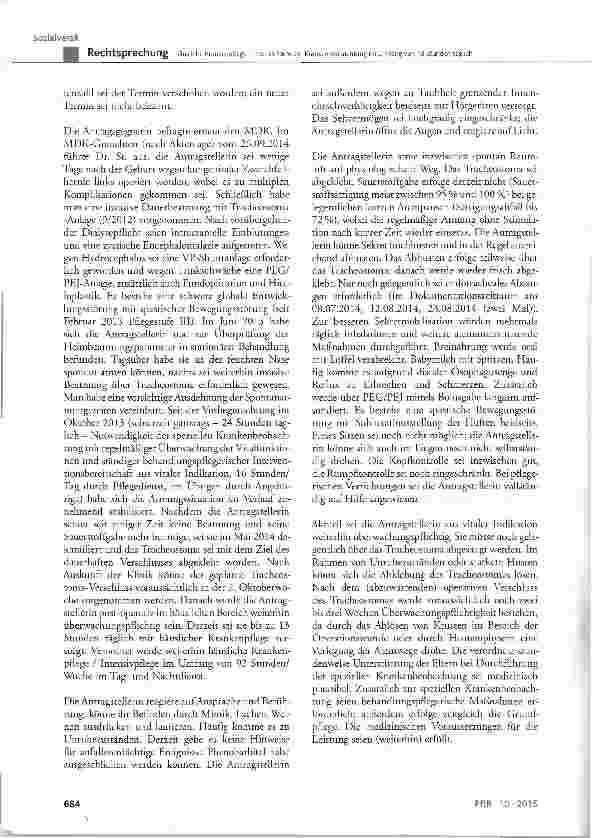 Vorschauseite 4: Häusliche Krankenpflege - hier: in Form der Krankenbeobachtung im Umfang von 13 Stunden täglich