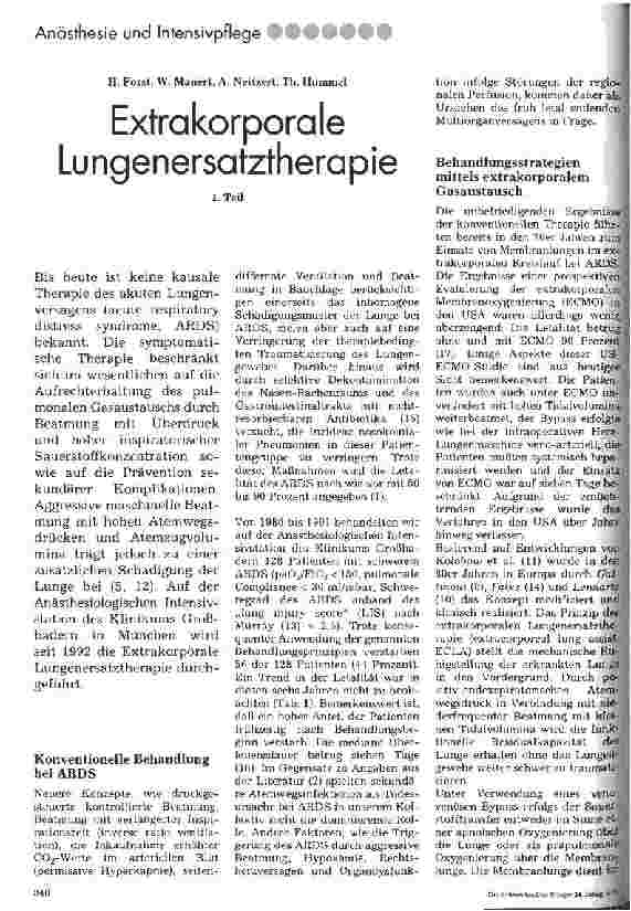 Vorschauseite 1: Extrakorporale Lungenersatztherapie 1. Teil