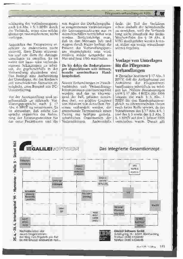 Vorschauseite 2: Pflegesatzverhandlungen 1996 Vorbereitungen unter Berücksichtigung des neuen Rechts